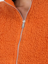 WOMEN'S LONG SLEEVE ZIP UP FRONT POCKETS SHERPA JACKET