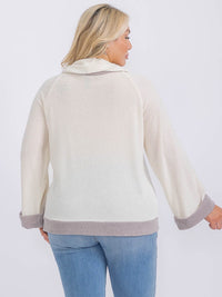PLUS SIZE LONG SLEEVE TURTLE NECK PULLOVER SWEATER