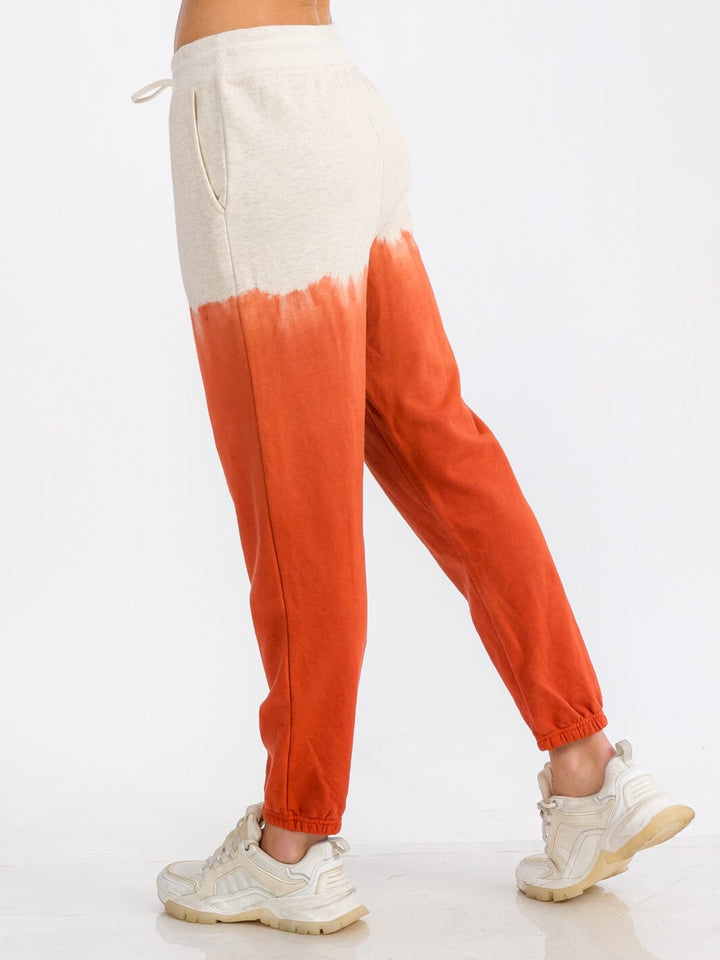 WOMEN'S ELASTIC WAIST FRONT POCKET COLORBLOCK SWEATPANTS