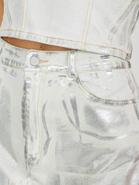 WOMEN'S CROP TOP & MAXI SKIRT SHIMMER DENIM 2PC. SET