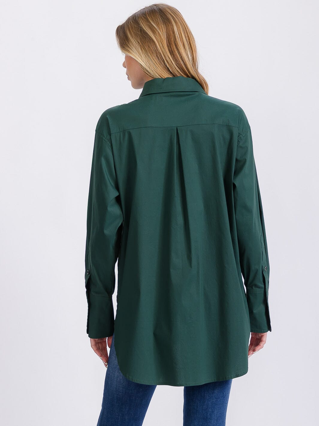 WOMEN'S LONG SLEEVE BUTTON CLOSURE SOLID HIGH-LOW BLOUSE
