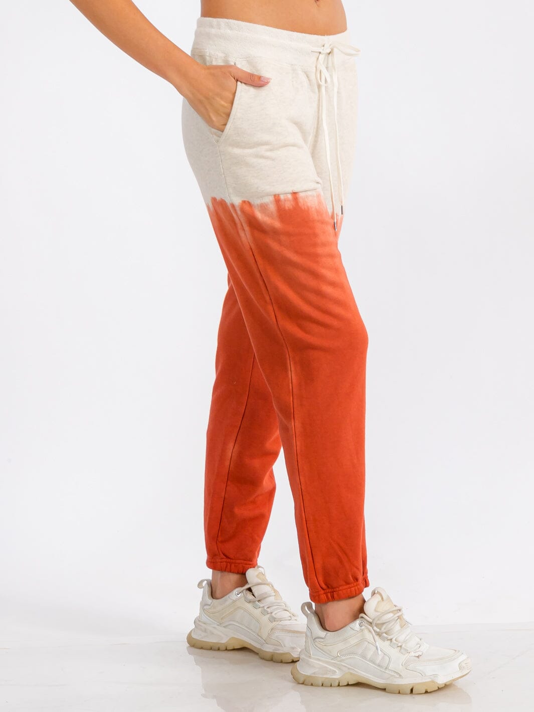 WOMEN'S ELASTIC WAIST FRONT POCKET COLORBLOCK SWEATPANTS