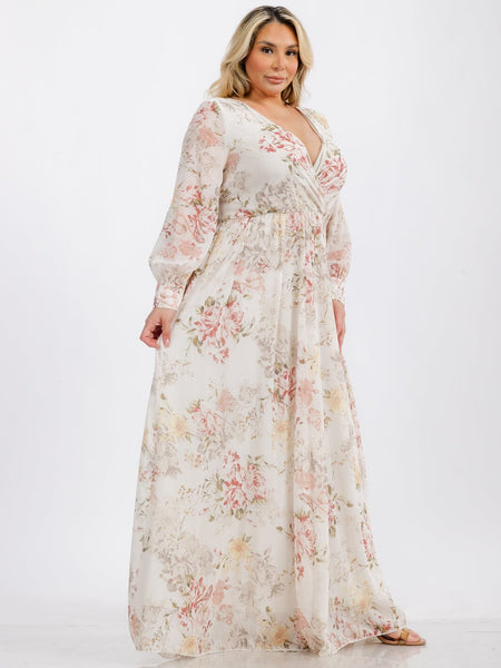 lush surplice maxi dress PLUS SIZE LONG SLEEVE SURPLICE SELF TIE FLORAL MAXI DRESS –  Wholesalefashiontrends.com