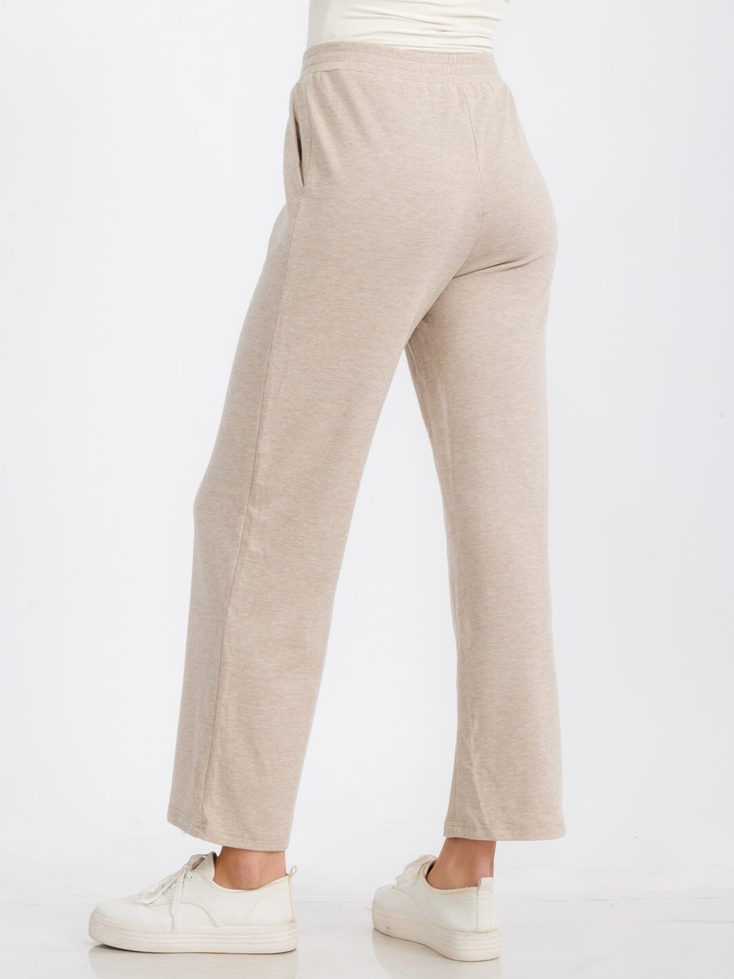 WOMEN'S ELASTIC WAIST FRONT POCKET WIDE LEG SWEATPANTS