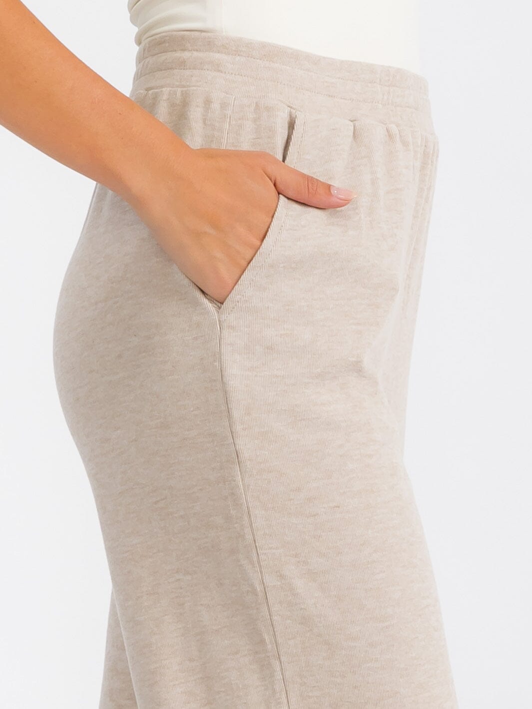 WOMEN'S ELASTIC WAIST FRONT POCKET WIDE LEG SWEATPANTS