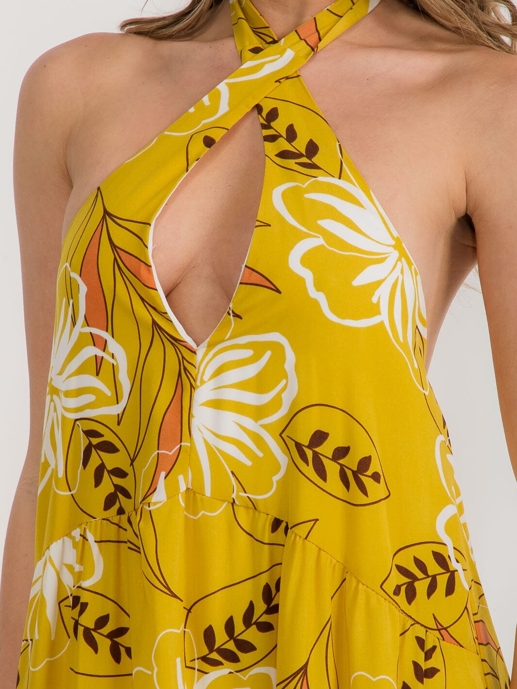 WOMEN'S SLEEVELESS HALTER NECK OPEN BACK FLORAL MAXI DRESS