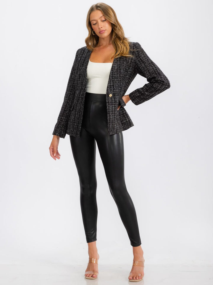 WOMEN'S LONG SLEEVE BUTTON CLOSURE FRONT POCKET BLAZER