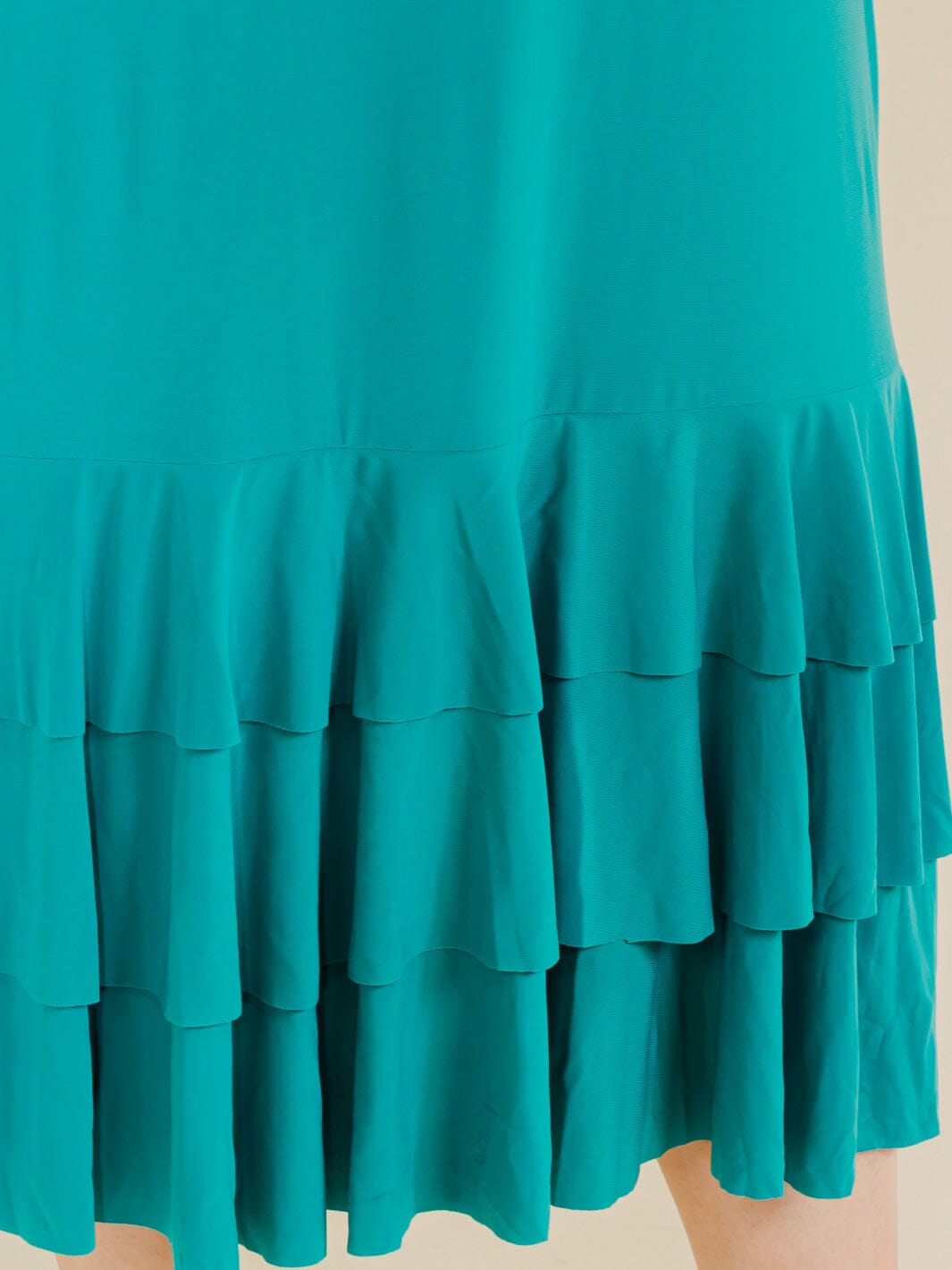 PLUS SIZE 3/4 SLEEVE FRONT POCKETS TIERED RUFFLE BOTTOM HEM MAXI DRESS