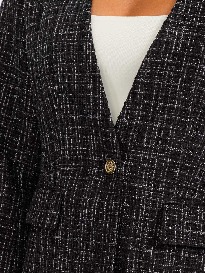 WOMEN'S LONG SLEEVE BUTTON CLOSURE FRONT POCKET BLAZER