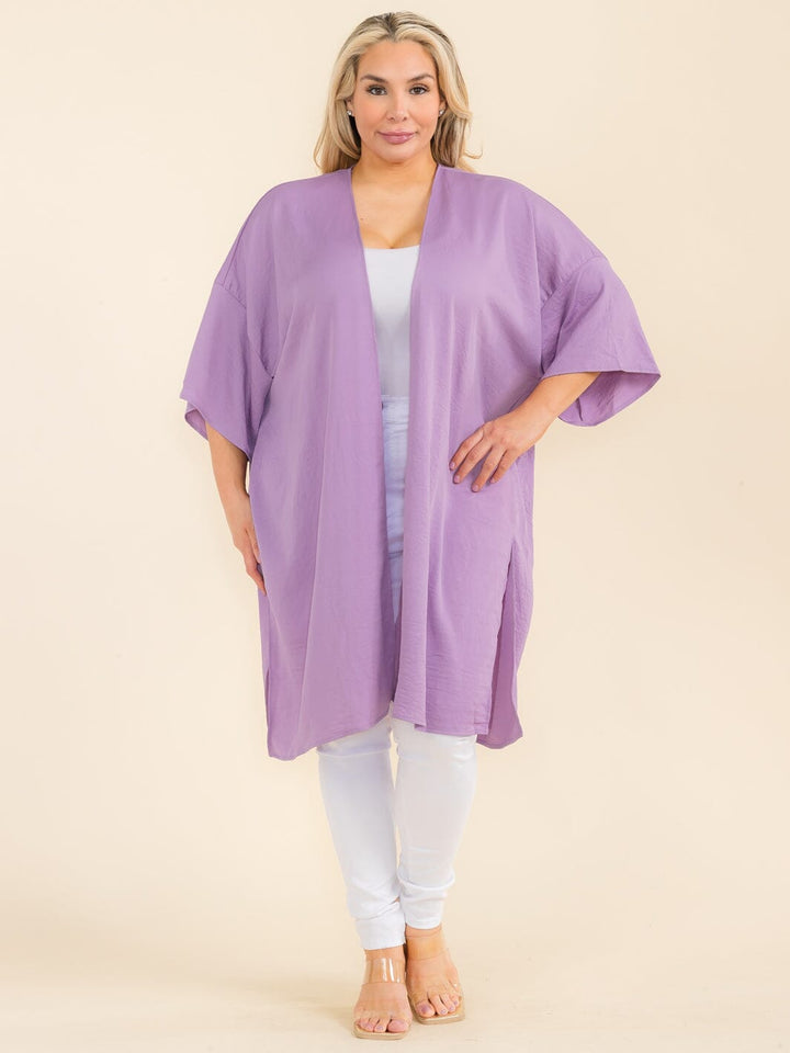 PLUS SIZE SHORT SLEEVE OPEN FRONT CARDIGAN