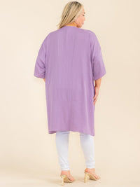 PLUS SIZE SHORT SLEEVE OPEN FRONT CARDIGAN