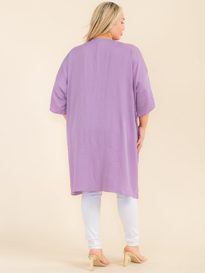 PLUS SIZE SHORT SLEEVE OPEN FRONT CARDIGAN