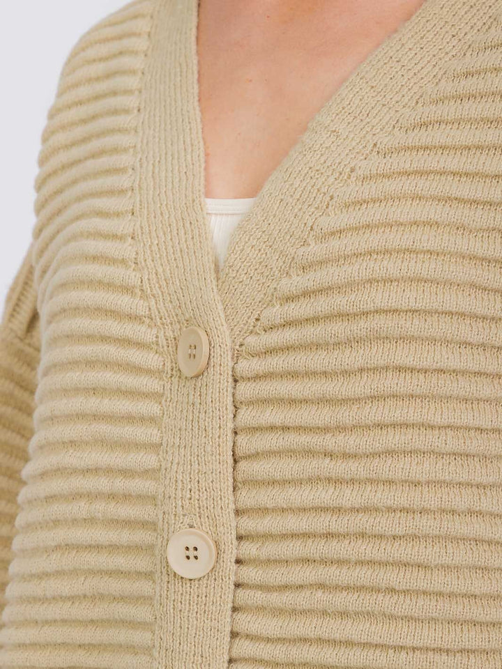 WOMEN'S LONG SLEEVE BUTTON CLOSURE RIBBED CARDIGAN SWEATER