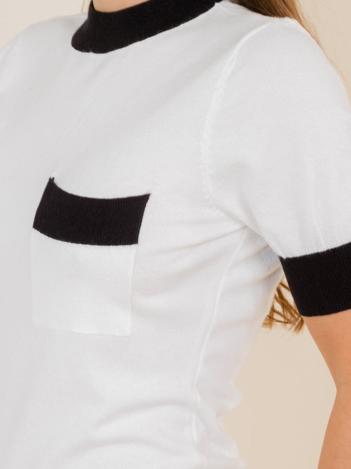 WOMEN'S SHORT SLEEVE FRONT POCKET COLORBLOCK MINI DRESS