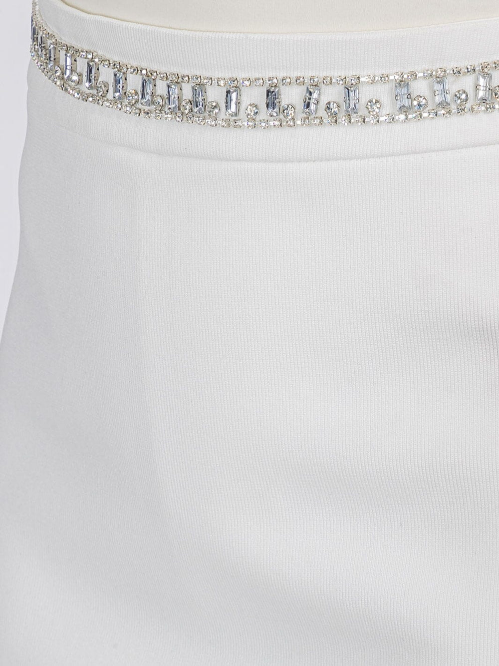 WOMEN'S ZIP UP STUDS TRIM DETAILED BANDAGE MINI SKIRT