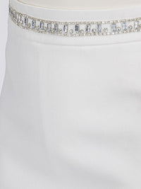 WOMEN'S ZIP UP STUDS TRIM DETAILED BANDAGE MINI SKIRT
