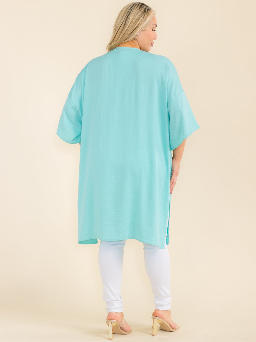 PLUS SIZE SHORT SLEEVE OPEN FRONT CARDIGAN