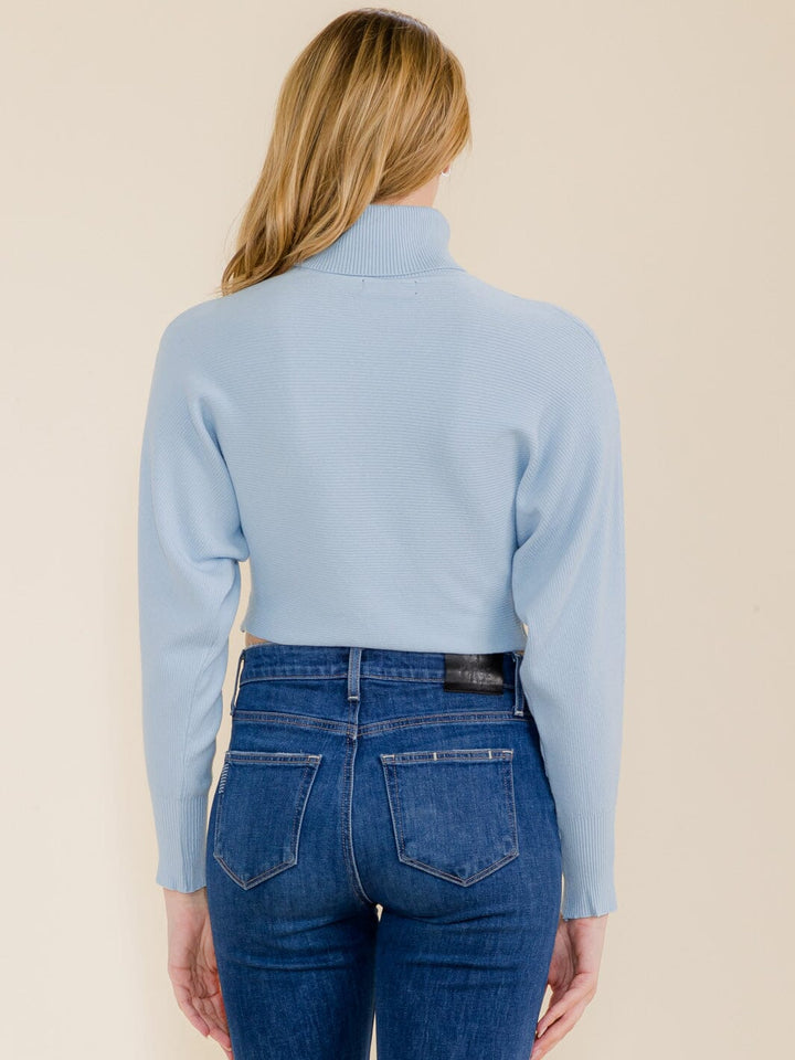 WOMEN'S LONG SLEEVE TURTLENECK CROP RIBBED TOP