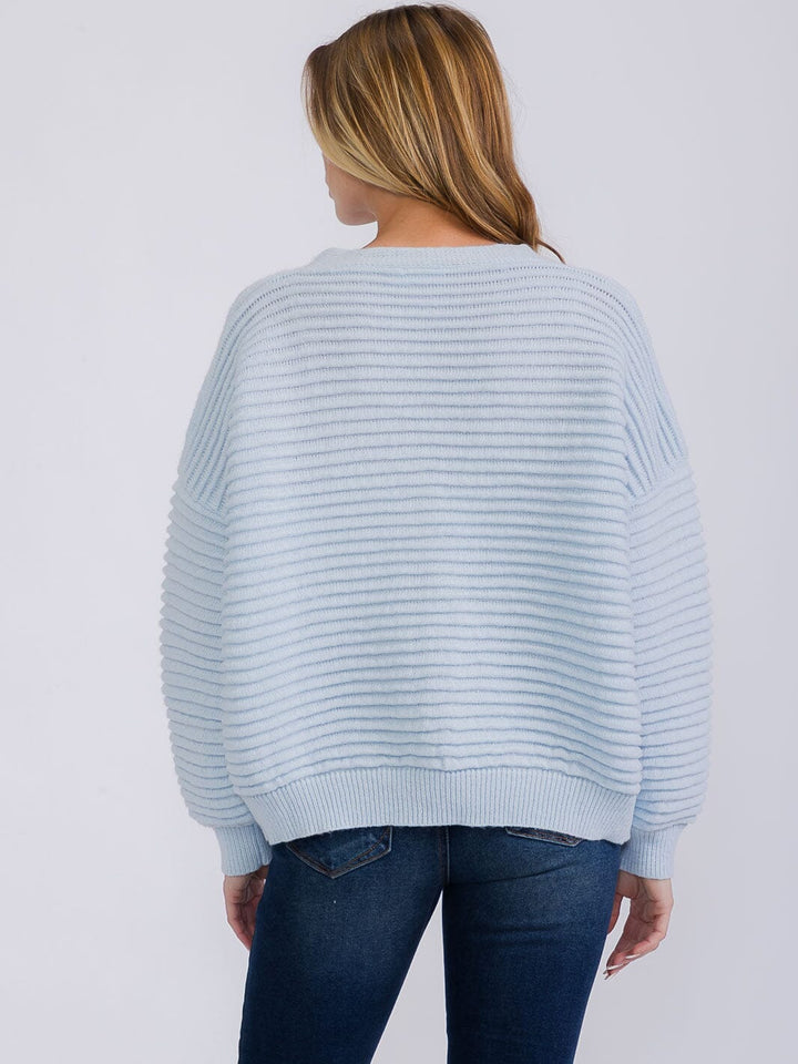 WOMEN'S LONG SLEEVE BUTTON CLOSURE RIBBED CARDIGAN SWEATER