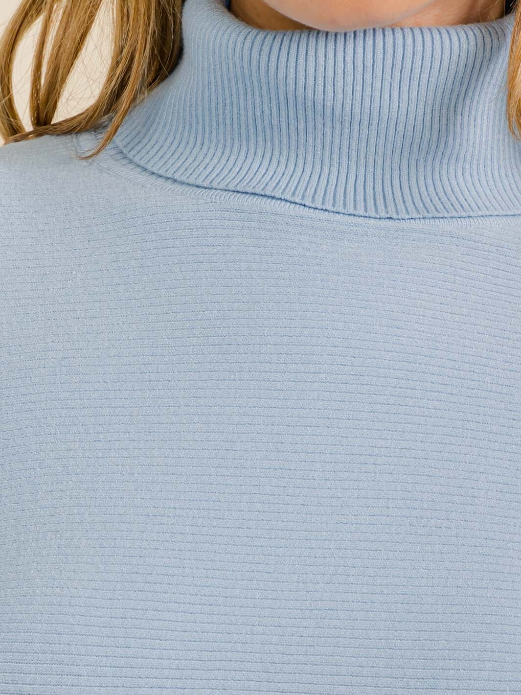 WOMEN'S LONG SLEEVE TURTLENECK CROP RIBBED TOP