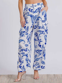WOMEN'S BUTTON CLOSURE FRONT POCKETS MULTI PRINT JOGGER PANTS
