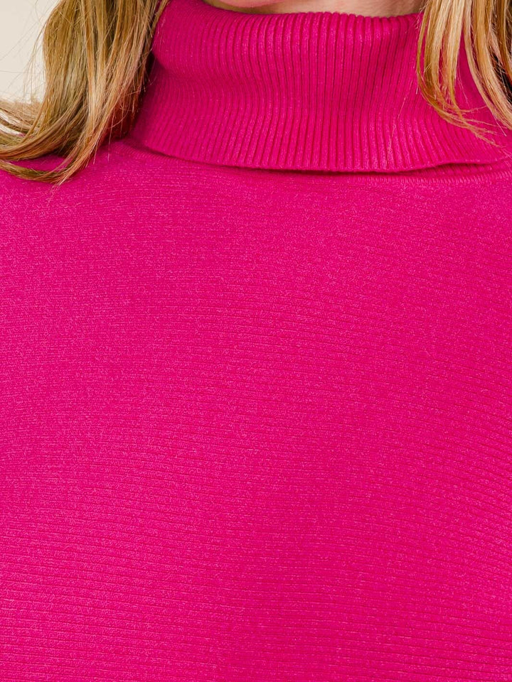WOMEN'S LONG SLEEVE TURTLENECK CROP RIBBED TOP
