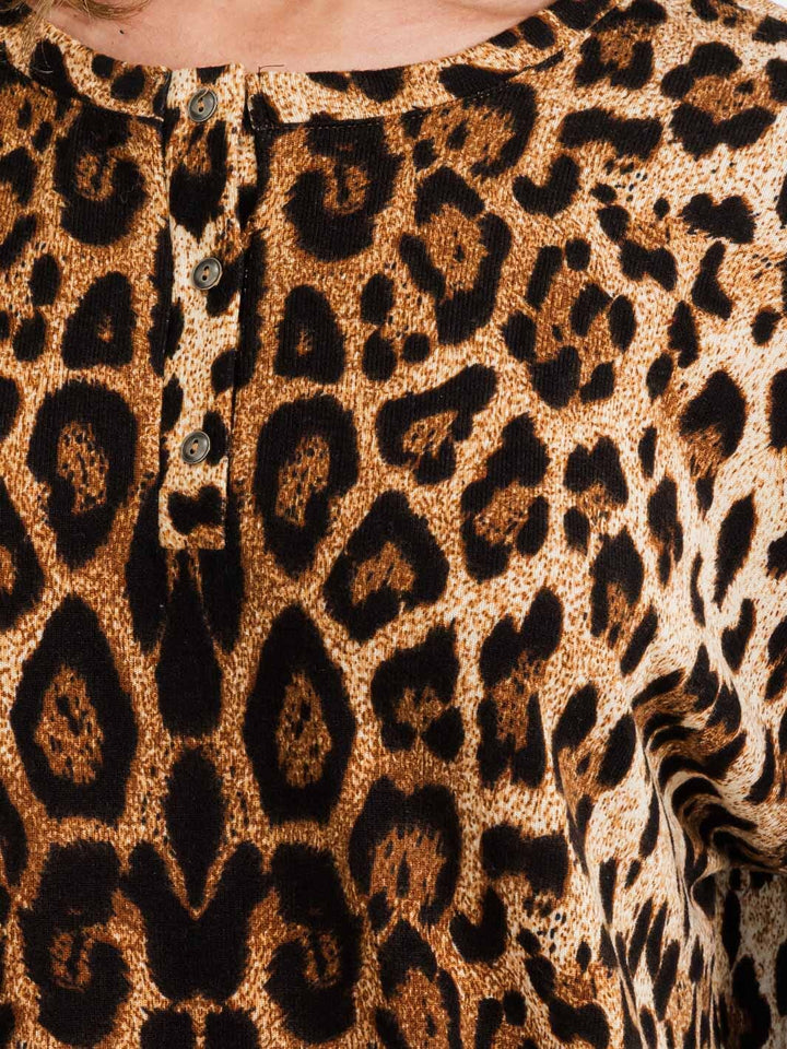 WOMEN'S LONG SLEEVE TOP & ELASTIC WAIST PANTS ANIMAL PRINT 2PC. SET
