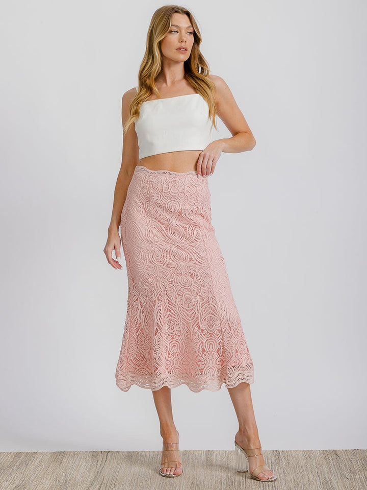 WOMEN'S ZIPPER CLOSURE ALL OVER EYELET MAXI SKIRT