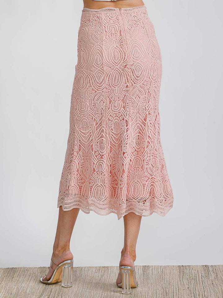 WOMEN'S ZIPPER CLOSURE ALL OVER EYELET MAXI SKIRT