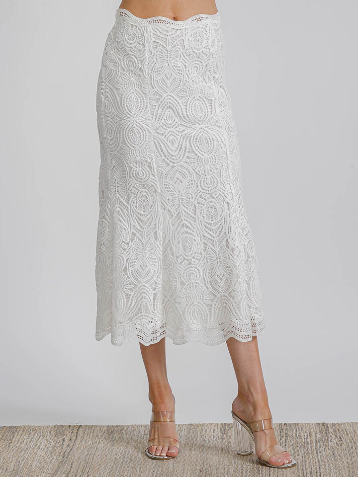 WOMEN'S ZIPPER CLOSURE ALL OVER EYELET MAXI SKIRT