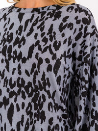 WOMEN'S LONG SLEEVE ANIMAL PRINT BLOUSE TOP