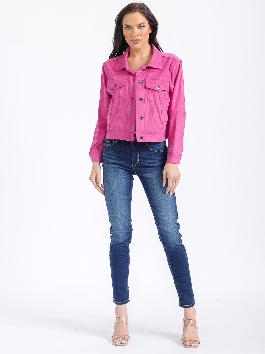 WOMEN'S LONG SLEEVE BUTTON CLOSURE FRONT POCKETS JACKET