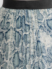 WOMEN'S ELASTIC WAIST SLIT PLEATED ANIMAL PRINT MAXI SKIRT