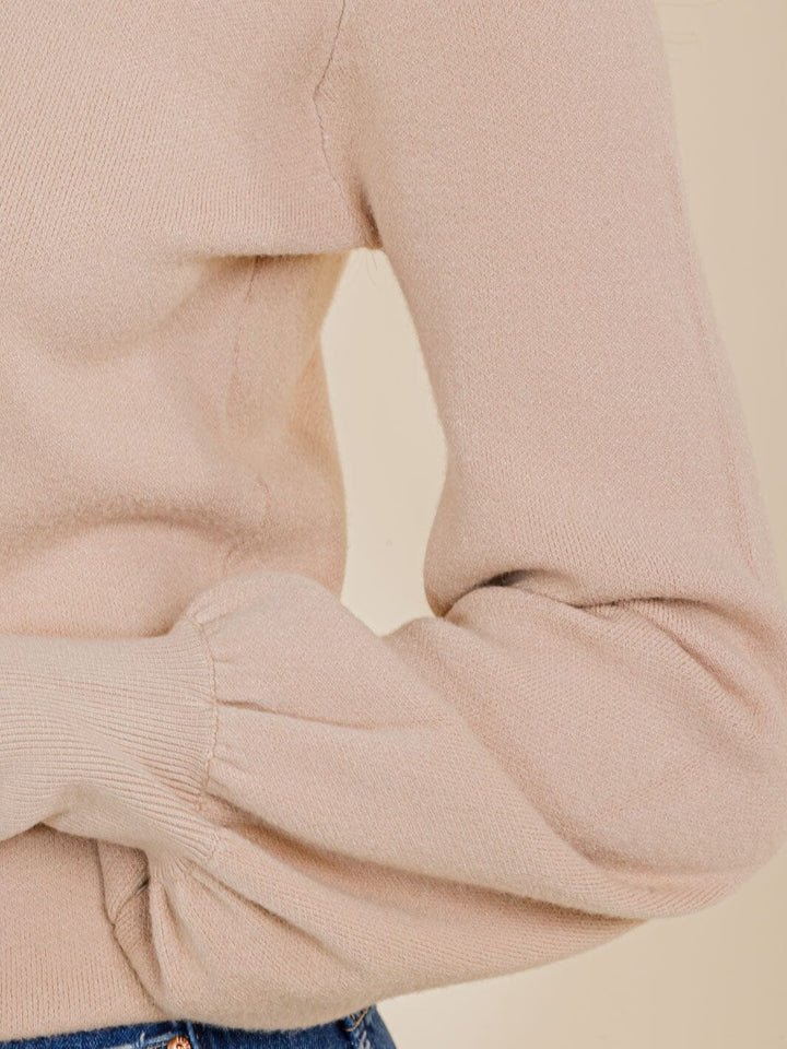 WOMEN'S LONG PUFF SLEEVE MOCK NECK BLOUSE