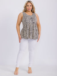 PLUS SIZE SLEEVELESS ANIMAL PRINT TANK TOP