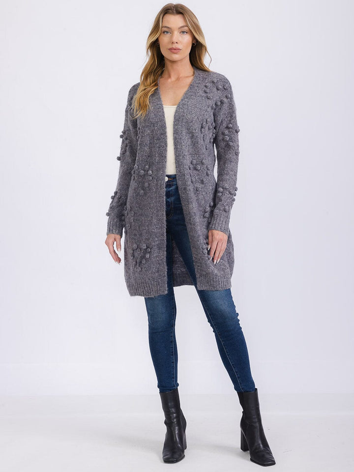 WOMEN'S LONG SLEEVE OPEN FRONT DETAILED CARDIGAN