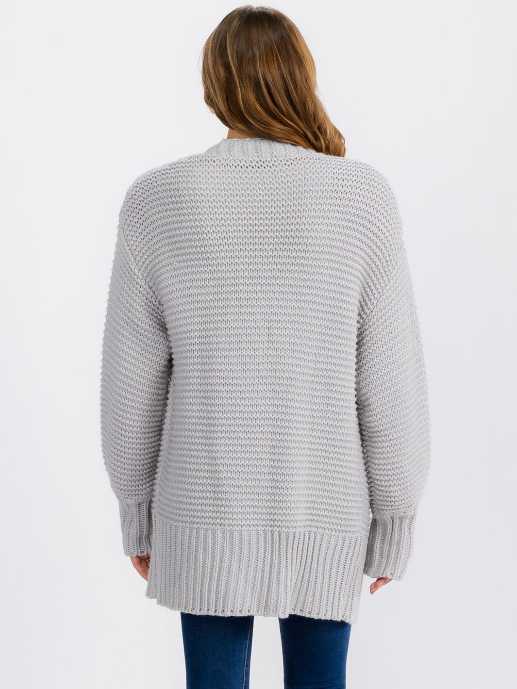 WOMEN'S LONG SLEEVE OPEN FRONT RIBBED CARDIGAN