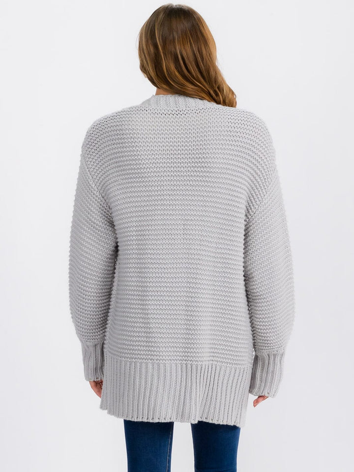 WOMEN'S LONG SLEEVE OPEN FRONT RIBBED CARDIGAN