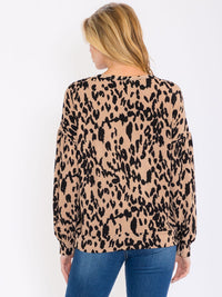 WOMEN'S LONG SLEEVE ANIMAL PRINT BLOUSE TOP