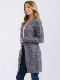 WOMEN'S LONG SLEEVE OPEN FRONT DETAILED CARDIGAN