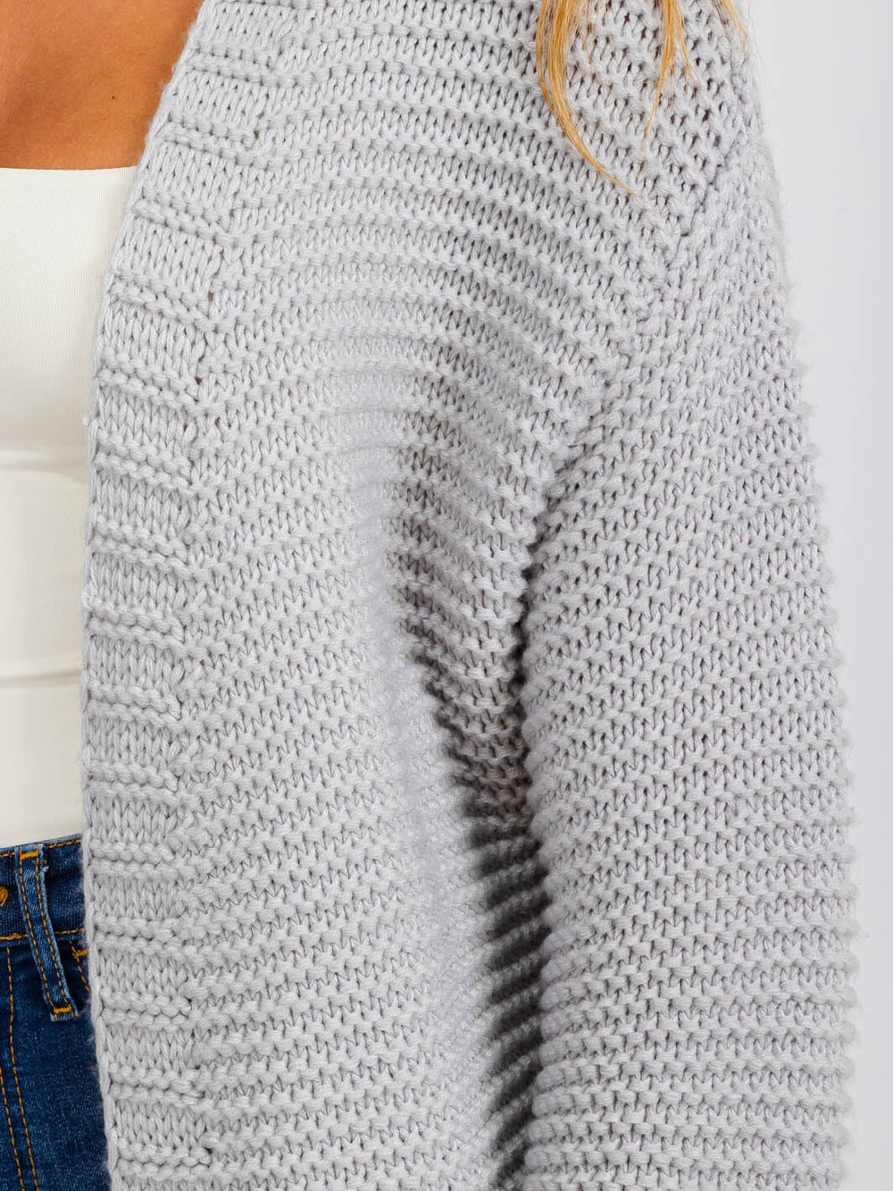 WOMEN'S LONG SLEEVE OPEN FRONT RIBBED CARDIGAN