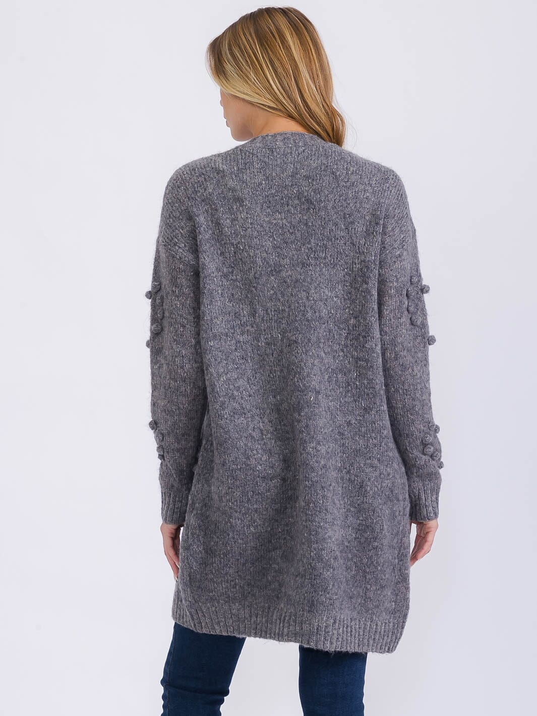 WOMEN'S LONG SLEEVE OPEN FRONT DETAILED CARDIGAN