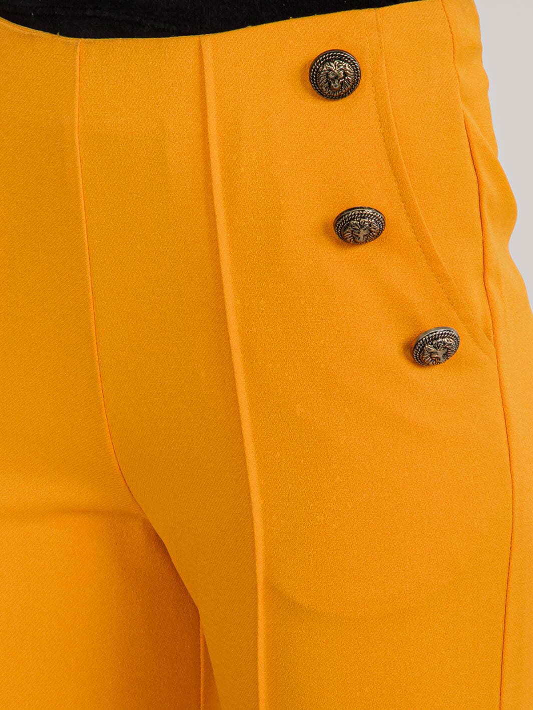 WOMEN'S ZIPPER CLOSURE FRONT POCKETS BUTTONS DETAILED BELL LEGS PANTS