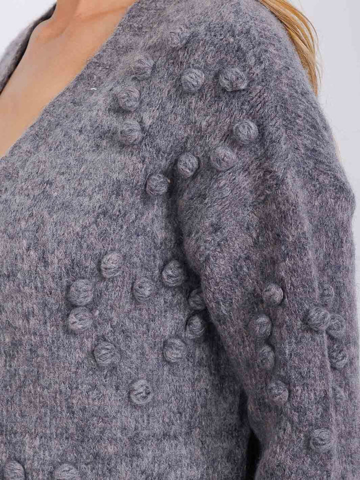 WOMEN'S LONG SLEEVE OPEN FRONT DETAILED CARDIGAN