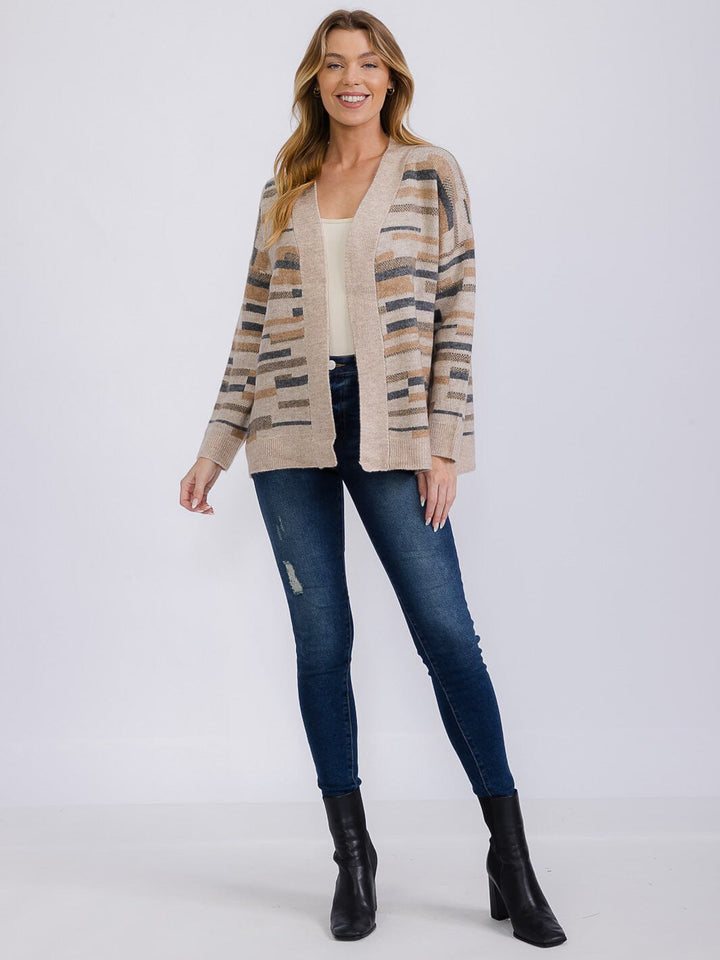 WOMEN'S LONG SLEEVE OPEN FRONT MULTI CARDIGAN