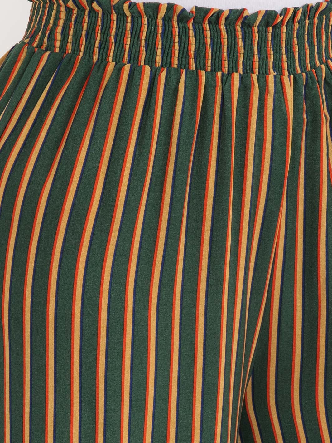 PLUS SIZE ELASTIC WAIST COLORBLOCK STRIPES WIDE LEG BOHO PANTS