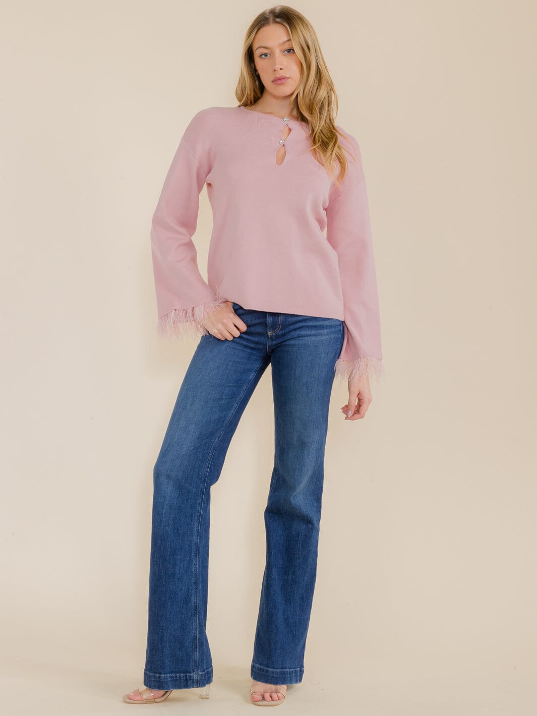 WOMEN'S LONG SLEEVE TRIM DETAILED BUTTON UP BLOUSE
