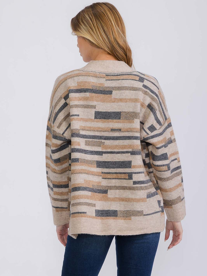 WOMEN'S LONG SLEEVE OPEN FRONT MULTI CARDIGAN