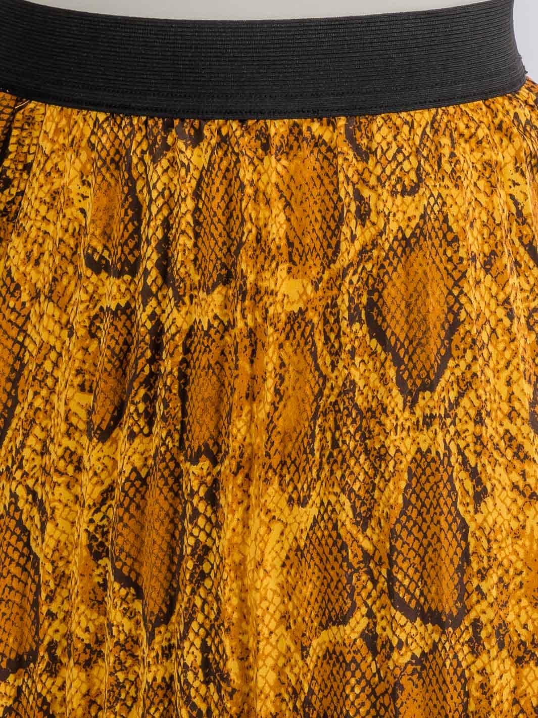 WOMEN'S ELASTIC WAIST SLIT PLEATED ANIMAL PRINT MAXI SKIRT
