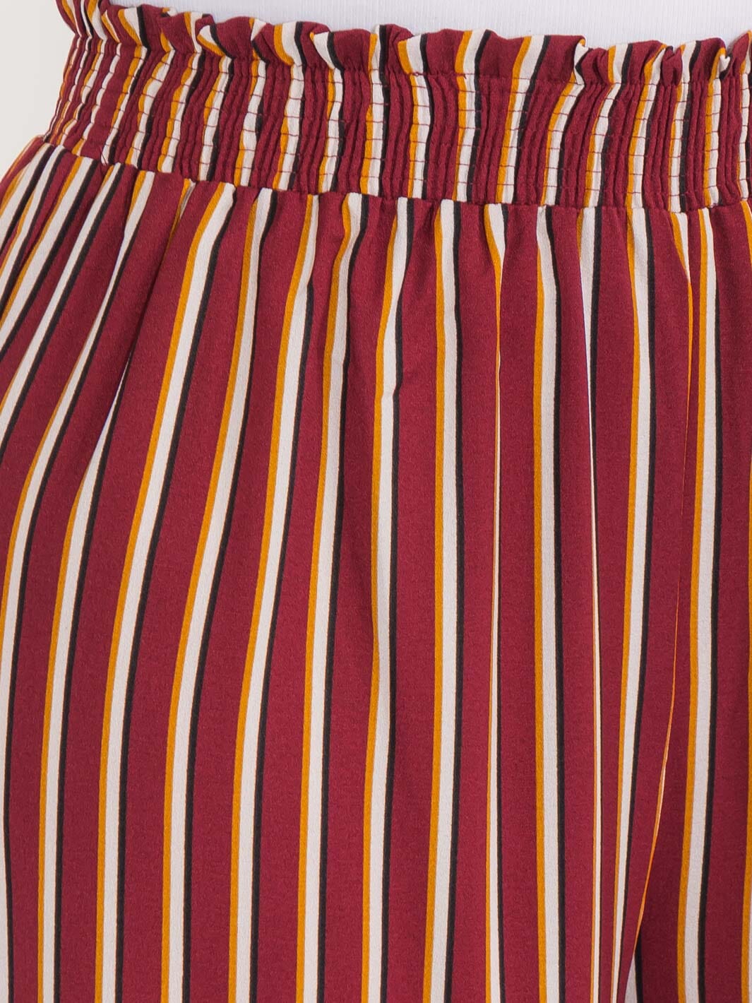 PLUS SIZE ELASTIC WAIST COLORBLOCK STRIPES WIDE LEG BOHO PANTS